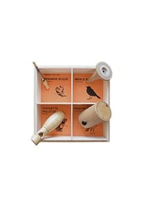 Coffret bois 4 appeaux - merle-hulotte-m