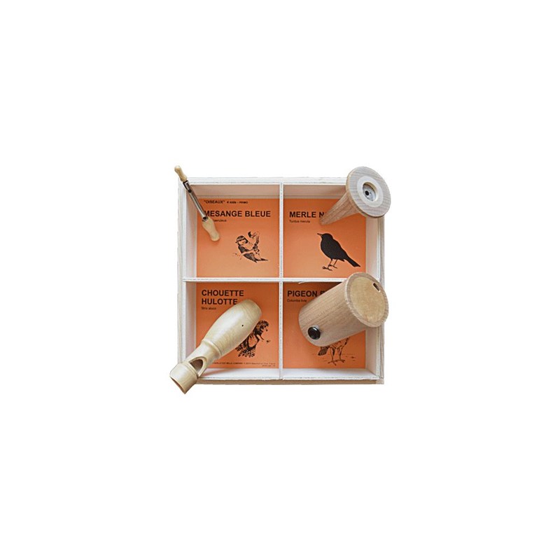 Quelle Est Belle Company - Coffret bois 4 appeaux - merle-hulotte-m