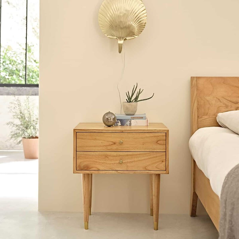 Table de chevet en bois de mindi