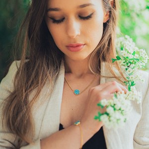 Collier hexalia en pierres turquoise
