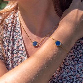 Collier hexalia en pierres lapis-lazuli