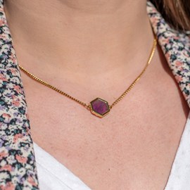Collier hexalia en pierres améthyste