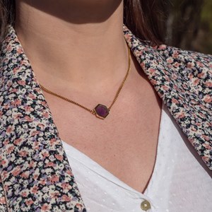 Collier hexalia en pierres améthyste