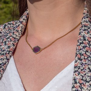 Collier hexalia en pierres améthyste