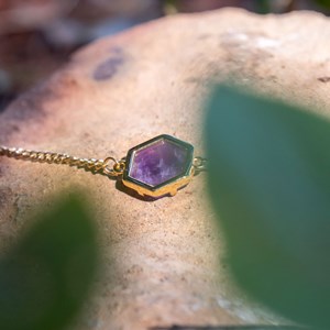 Collier hexalia en pierres améthyste