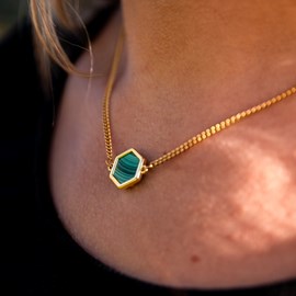 Collier hexalia en pierres malachite