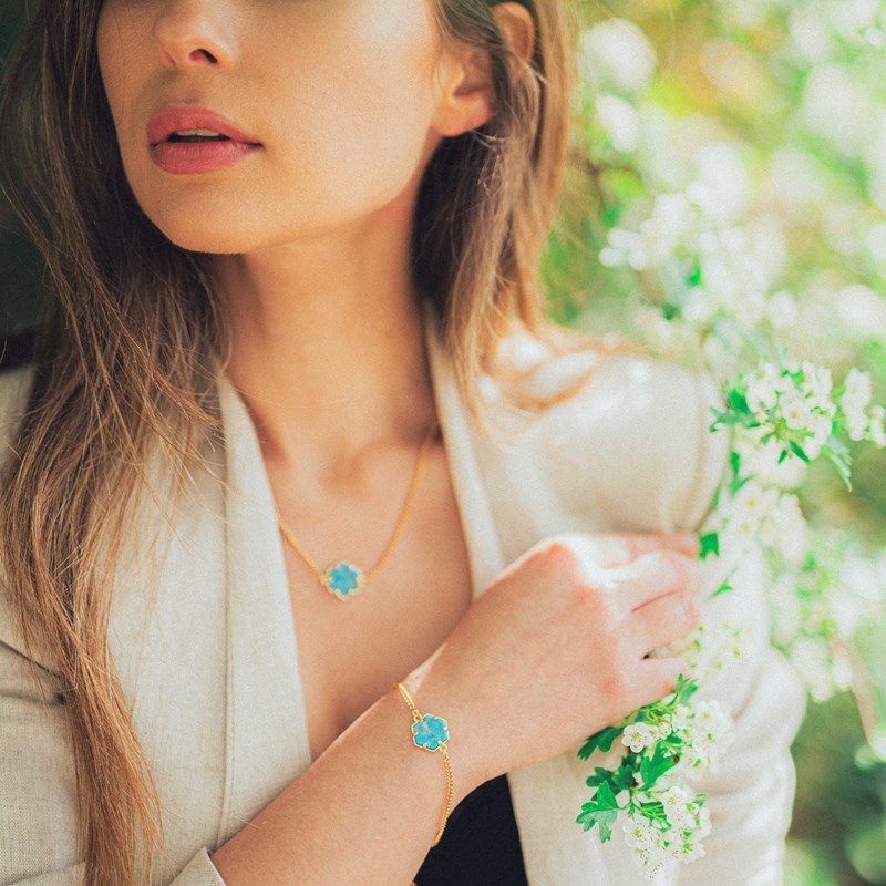 Parure hexalia en pierres turquoise