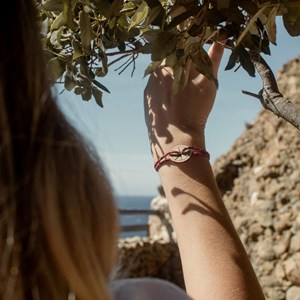 Bracelet bordeaux et blanc