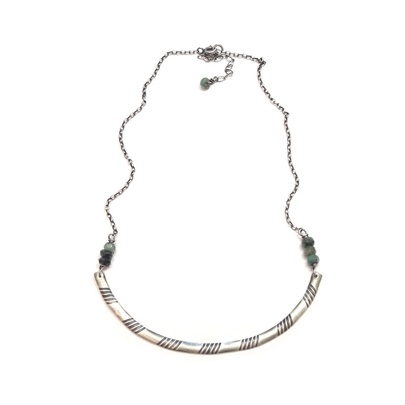 Andrea Chereau - Collier ethnique émeraude argent 925