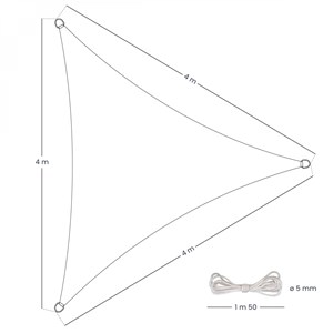 Voile d'ombrage triangulaire - 4x4x4m