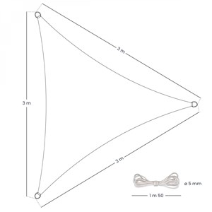 Voile d'ombrage triangulaire - 3x3x3m