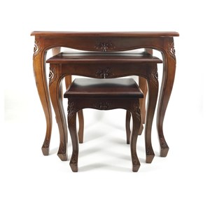 Lot de 3 sellettes bois marron -