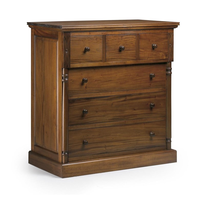 Décoration d'autrefois - Commode 6 tiroirs bois marron 105x55x110