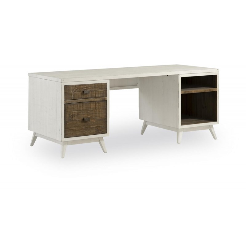 Décoration d'autrefois - Bureau 2 tiroirs bois blanc 182x70x72cm