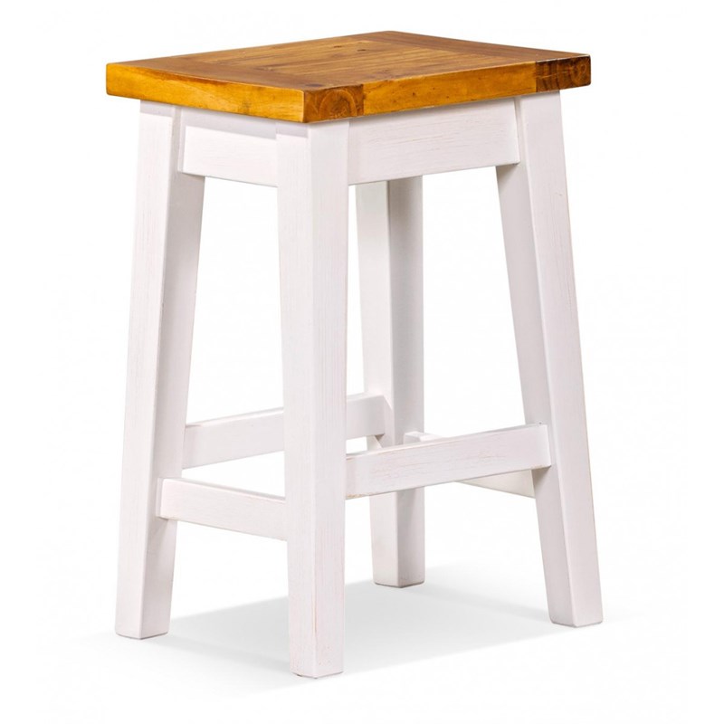 Lot de 2 tabourets bois blanc - théomine