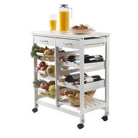Desserte 2 tiroirs 3 paniers métal blanc