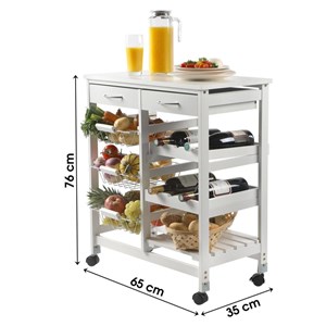Desserte 2 tiroirs 3 paniers métal blanc