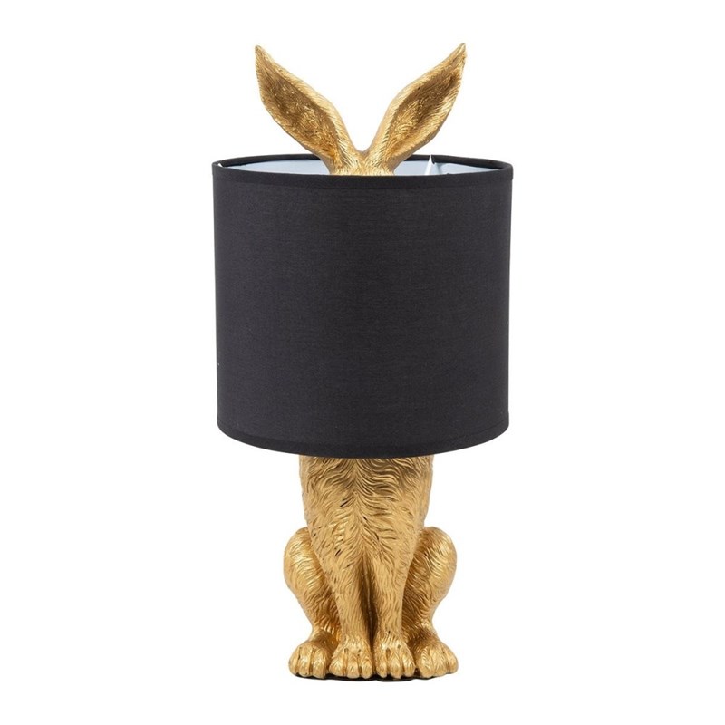 Decoratie - Lampe lapin doré abat-jour noir