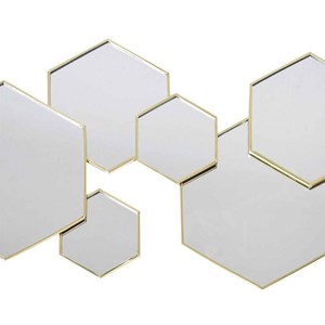 Décoration miroir hexagonal