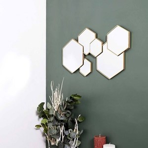 Décoration miroir hexagonal