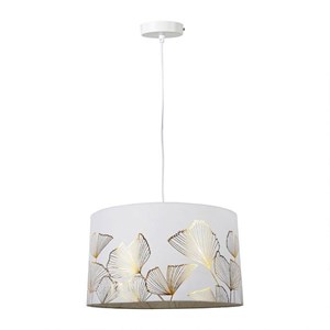 Suspension cylindrique ginkgo blanc doré