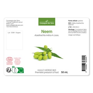 Huile de neem bio - 100ml - fraîcheur garantie oxycert® - vierge & de 1?? pressi