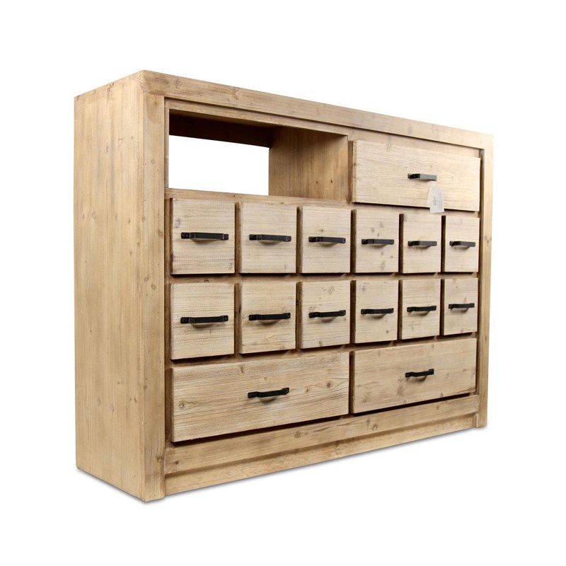 Décoration d'autrefois - Bahut grainetier 15 tiroirs bois naturel