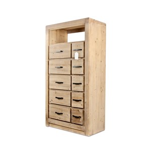 Semainier chiffonnier 10 tiroirs naturel