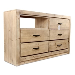 Commode 5 tiroirs bois naturel