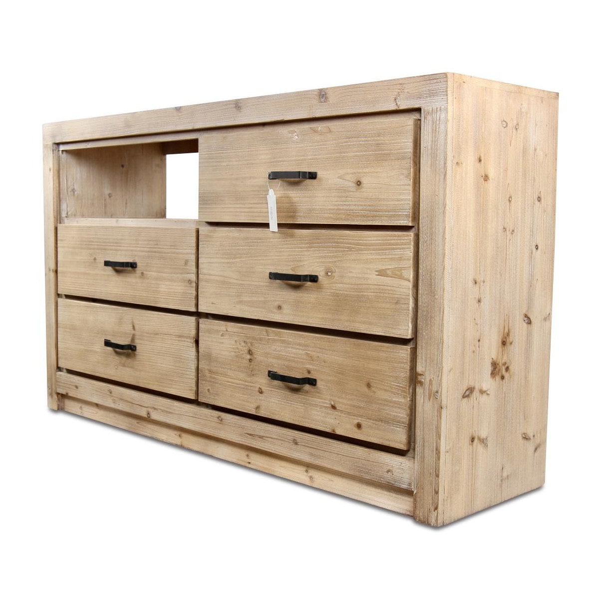 Commode Iris 5 tiroirs en bois et tissu