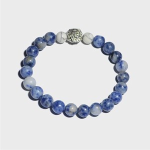 Bracelet en jaspe bleu et tête de lion