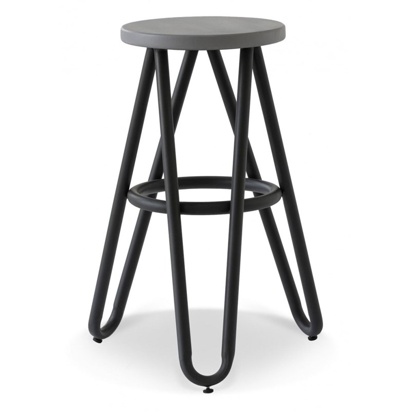 Décoration d'autrefois - Tabouret bois métal noir 45x45x65cm - bo