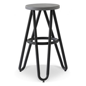Tabouret bois-métal noir - (st-)