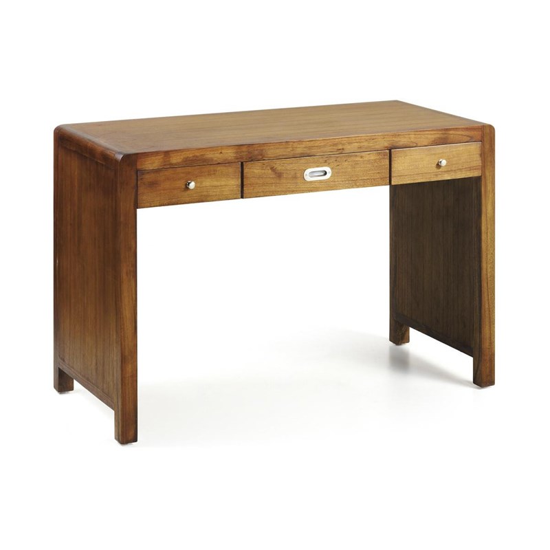 Décoration d'autrefois - Bureau 3 tiroirs bois bronze marron 110x