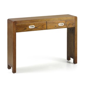 Console 2 tiroirs bronze bois marron -