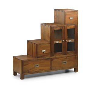 Meuble escalier 4 tiroirs bronze bois