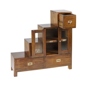 Meuble escalier 4 tiroirs bronze bois