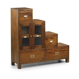 Meuble escalier 4 tiroirs bronze bois