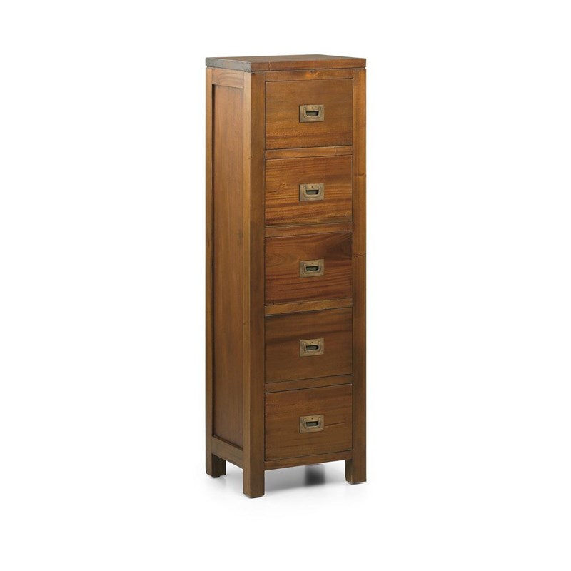Décoration d'autrefois - Chiffonnier 5 tiroirs bois bronze marron