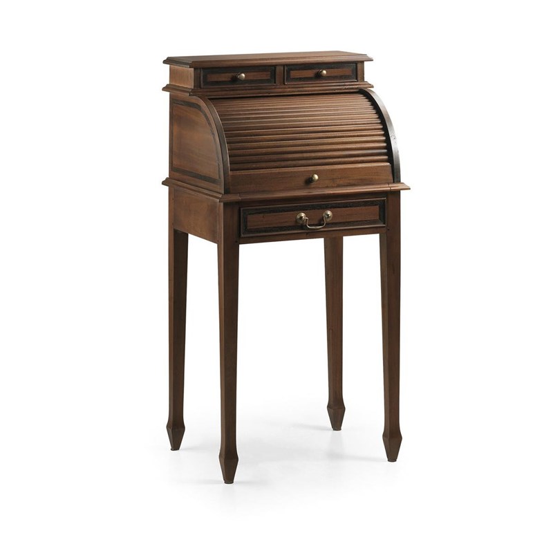 Décoration d'autrefois - Bureau 5 tiroirs bois bronze marron 55x4