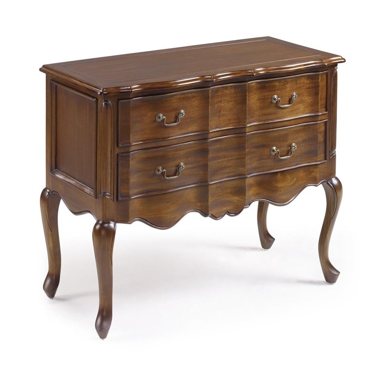 Commode 2 tiroirs bronze bois marron -