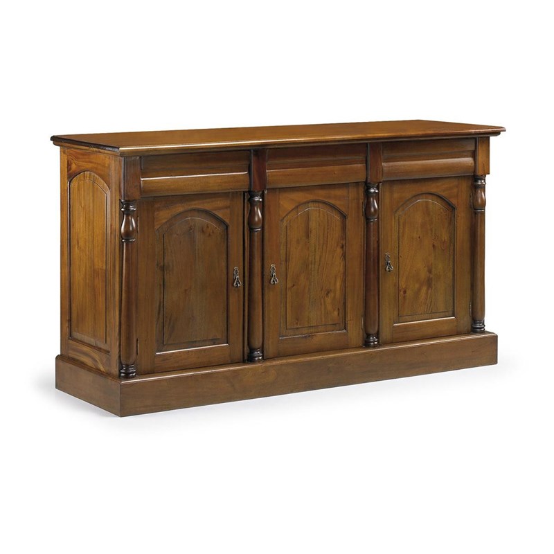Décoration d'autrefois - Bahut 3 tiroirs bois bronze marron 170x5