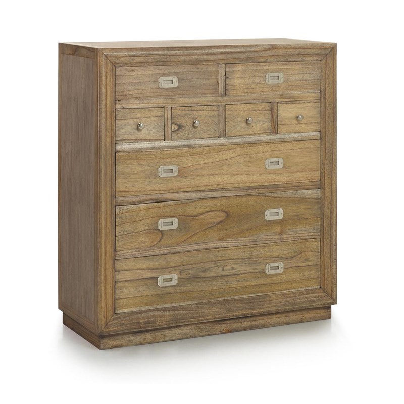Décoration d'autrefois - Commode 9 tiroirs bois bronze marron 100