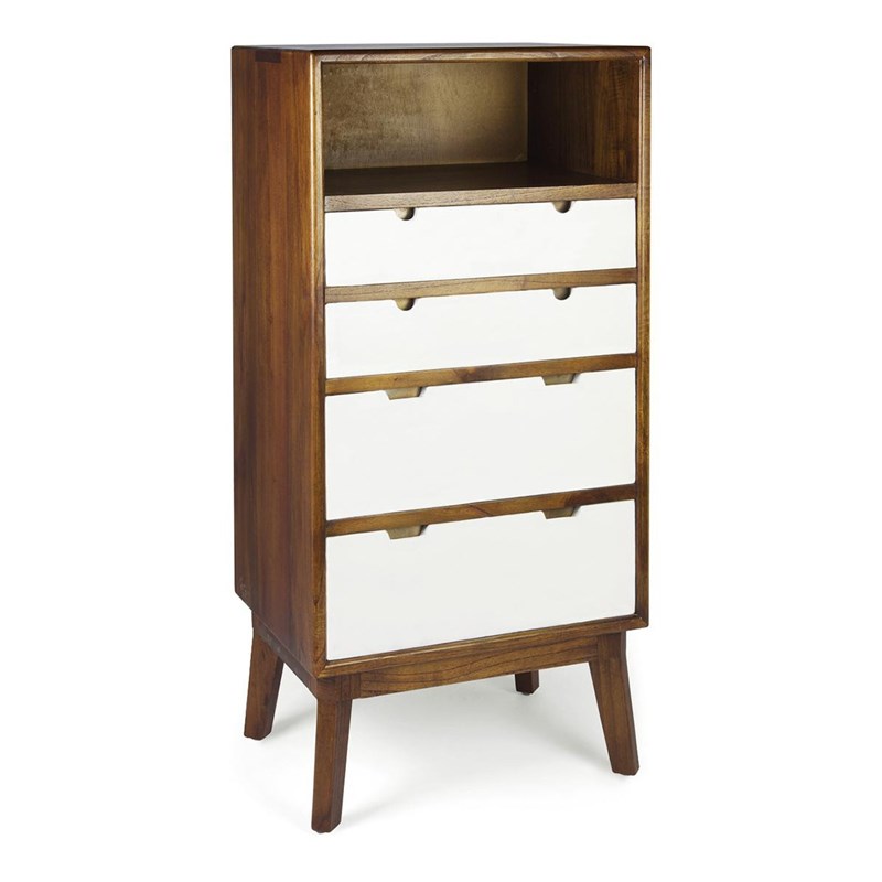 Décoration d'autrefois - Chiffonnier 4 tiroirs bois bronze marron