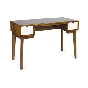 Bureau 2 tiroirs bois bronze marron
