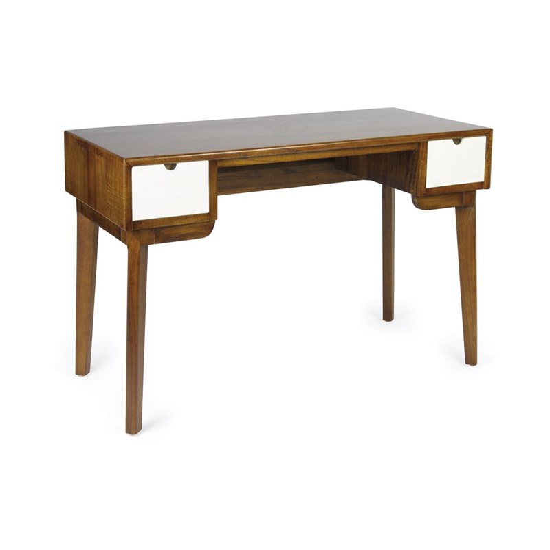 Décoration d'autrefois - Bureau 2 tiroirs bois bronze marron 120x