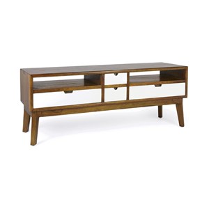 Meuble tv 4 tiroirs bronze bois marron -