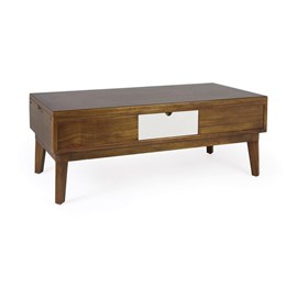 Table basse 2 tiroirs bronze bois marron