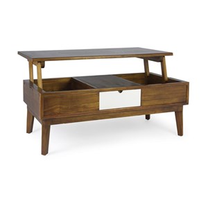 Table basse 2 tiroirs bronze bois marron