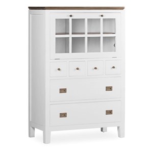 Commode 6 tiiroirs bronze bois blanc -